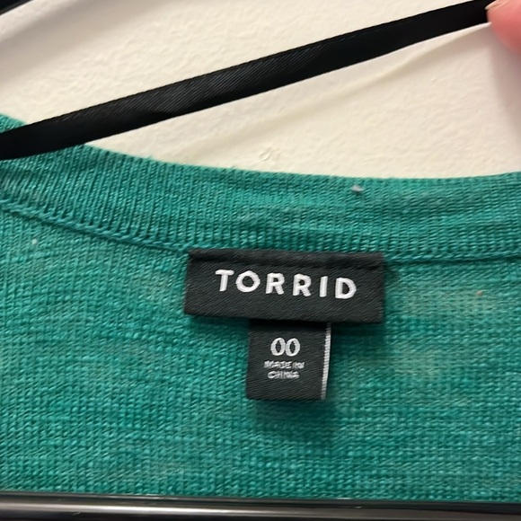Torrid green knee length cardigan size 00 - Picture 2 of 4